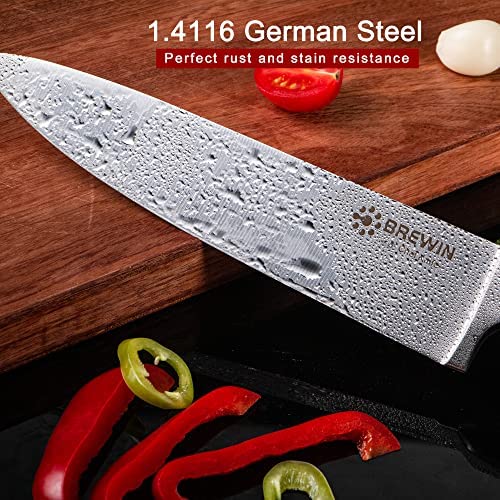 Authentic 100% Λ High Quality Brewin Professional Chef Knife Set 3PCS,  Ultra Sharp Knives Set for Kitchen High Carbon Stainless Steel Kitchen Knife  Sets Full Tang Ergonomic Pakkawood Handle Home Cooking Knife